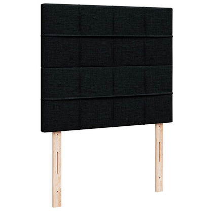 Struttura Letto Pouf con Materasso Nero 120x200 cm in Tessuto