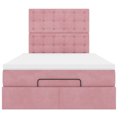 Struttura Letto Pouf con Materasso Rosa 120x200 cm Velluto