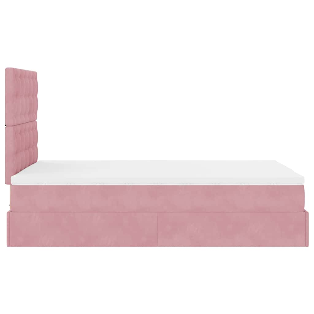 Struttura Letto Pouf con Materasso Rosa 120x200 cm Velluto