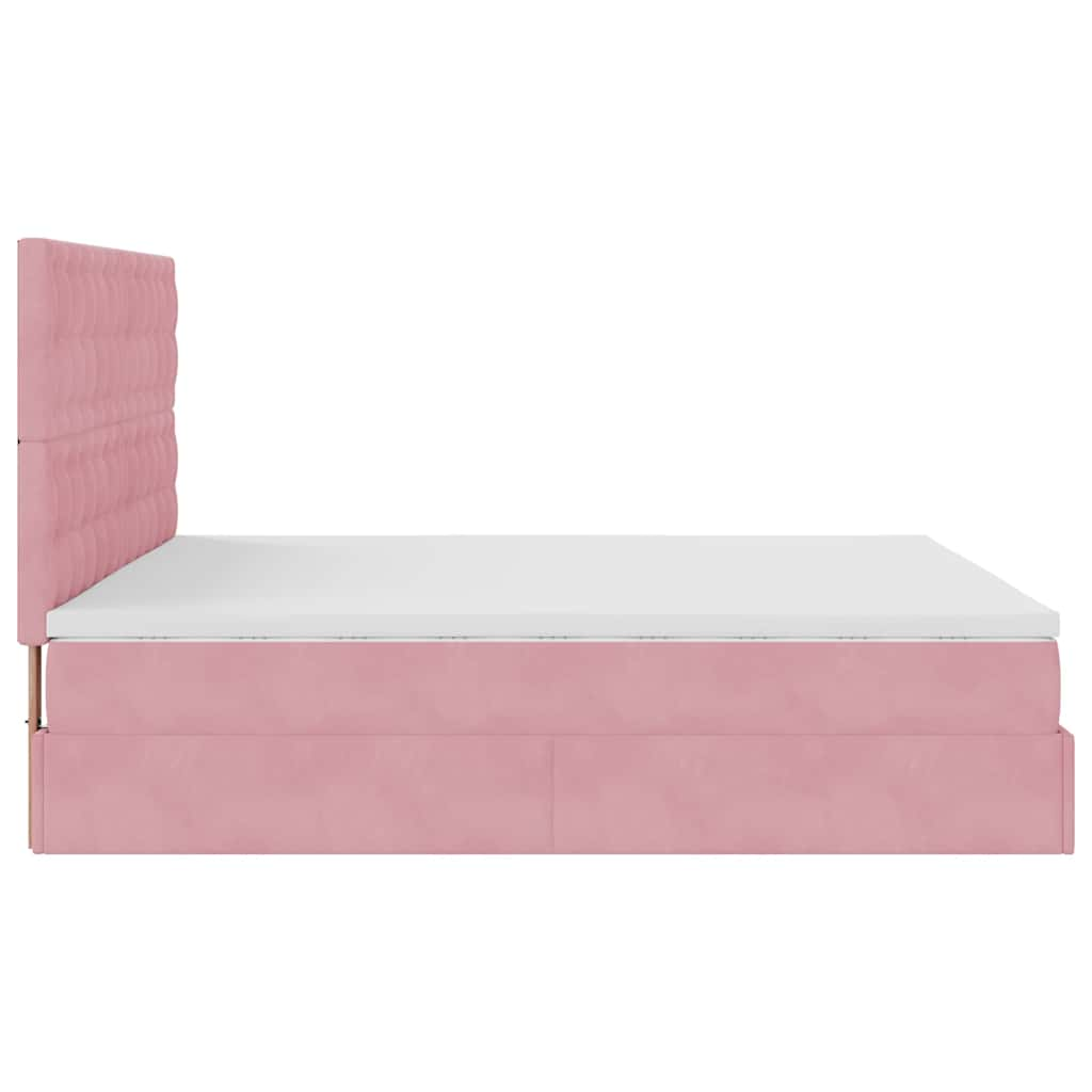 Struttura Letto Pouf con Materassi Rosa 200x200 cm Velluto