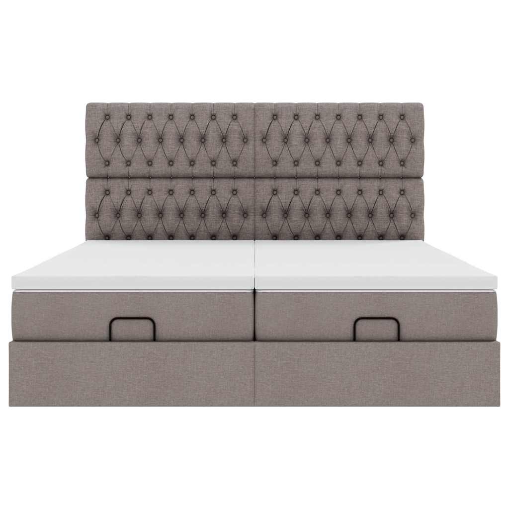 Struttura Letto Pouf con Materassi Tortora 180x200cm in Tessuto