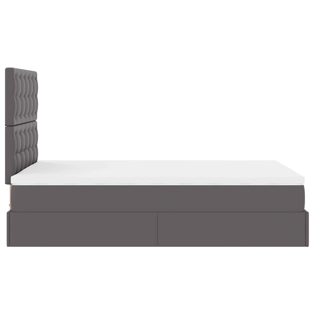 Struttura Letto Pouf con Materasso Grigio 120x200 cm Similpelle