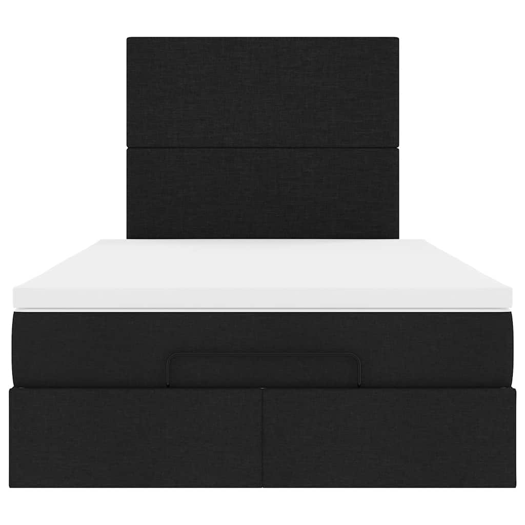 Struttura Letto Pouf con Materasso Nero 120x200 cm in Tessuto