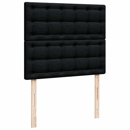 Struttura Letto Pouf con Materasso Nero 120x200 cm in Tessuto