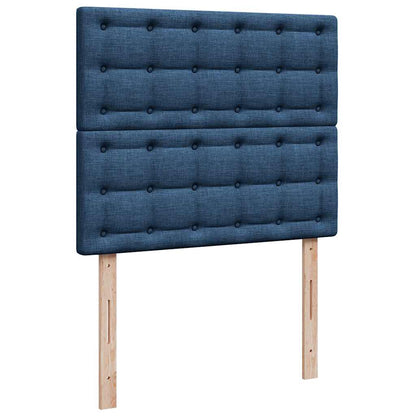 Struttura Letto Pouf con Materasso Blu 120x200 cm in Tessuto