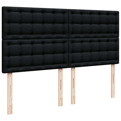 Struttura Letto Pouf con Materasso Nero 160x200 cm in Tessuto