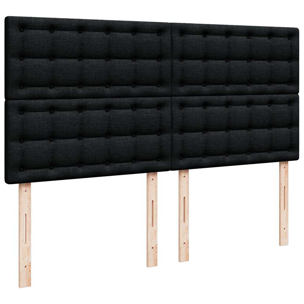 Struttura Letto Pouf con Materassi Nero 200x200 cm in Tessuto