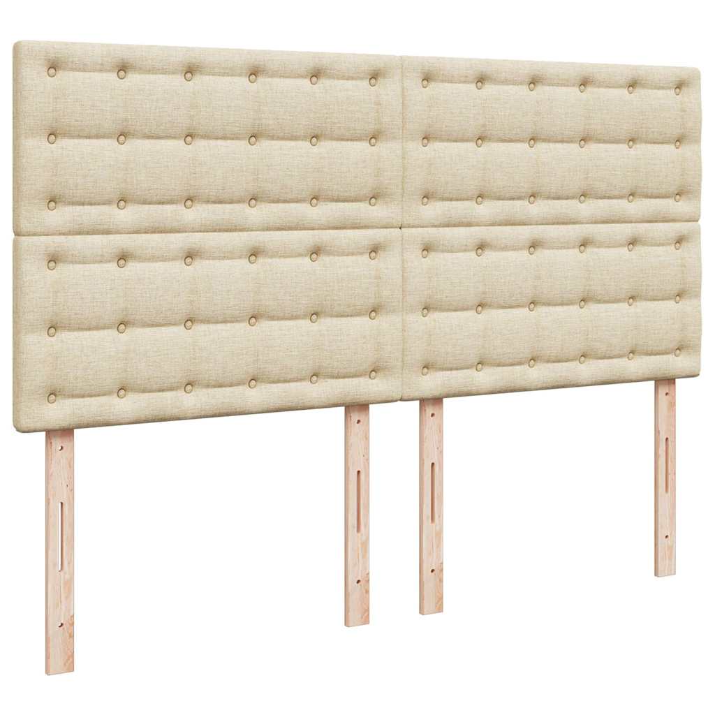 Struttura Letto Pouf con Materassi Crema 200x200 cm in Tessuto