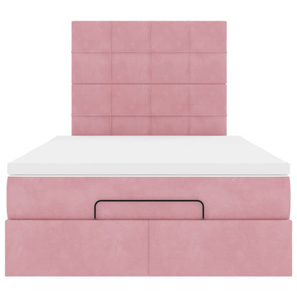 Struttura Letto Pouf con Materasso Rosa 120x200 cm Velluto