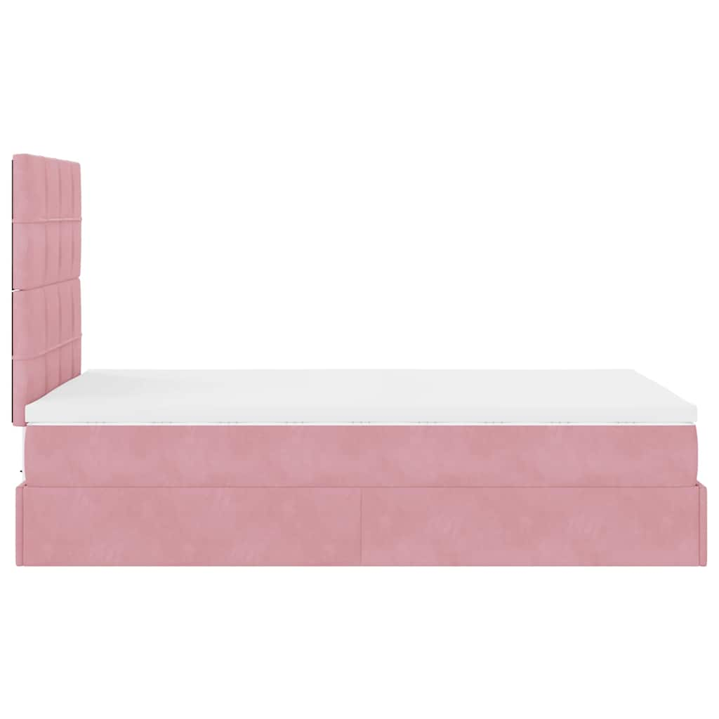 Struttura Letto Pouf con Materasso Rosa 120x200 cm Velluto