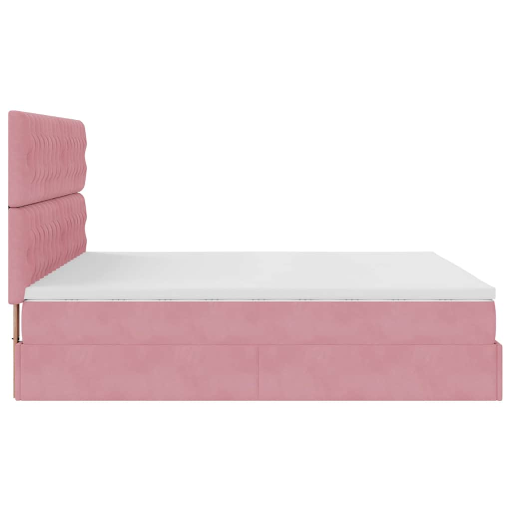 Struttura Letto Pouf con Materassi Rosa 200x200 cm Velluto