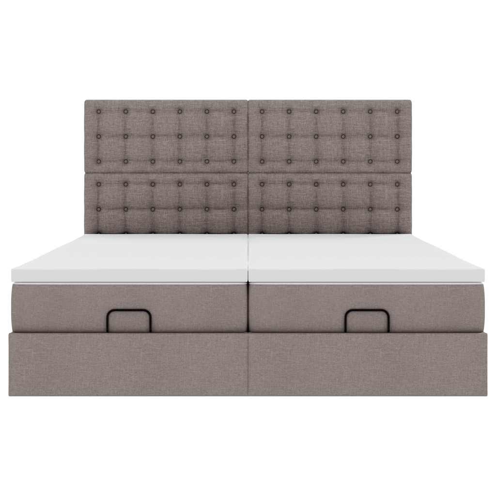 Struttura Letto Pouf con Materassi Tortora 180x200cm in Tessuto