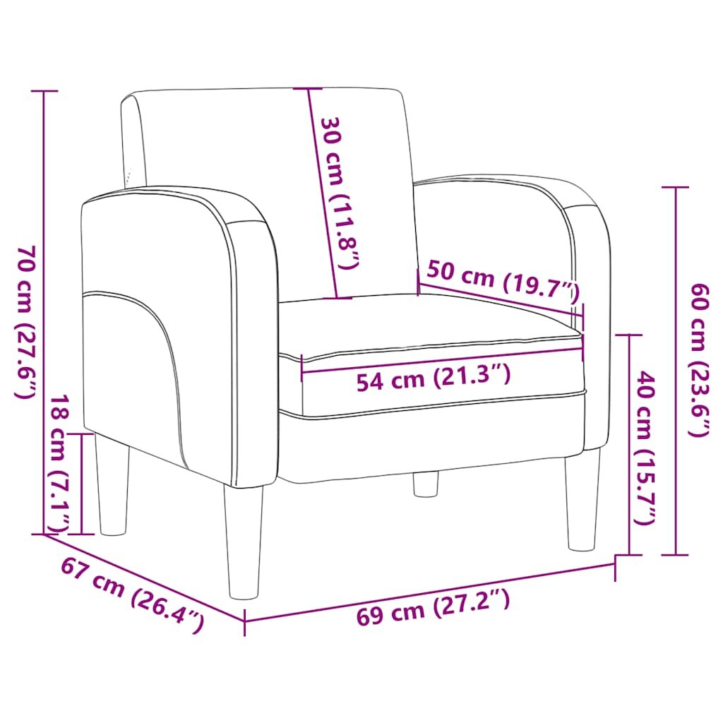 Divano Sedia con Braccioli Grigio 54 cm in Similpelle - homemem39