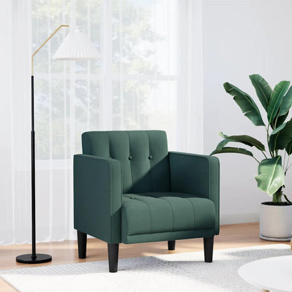 Divano Sedia con Braccioli Verde Scuro 53 cm in Tessuto