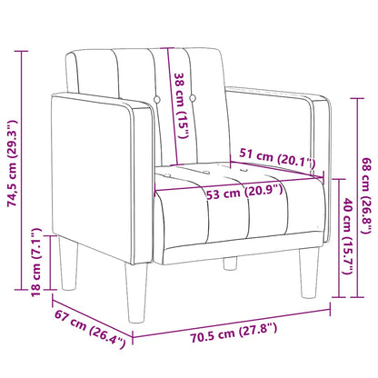 Divano Sedia con Braccioli Grigio Scuro 53 cm in Velluto