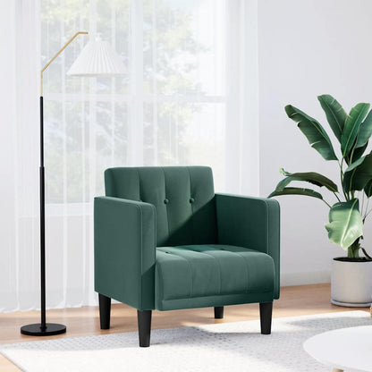 Divano Sedia con Braccioli Verde Scuro 53 cm in Velluto