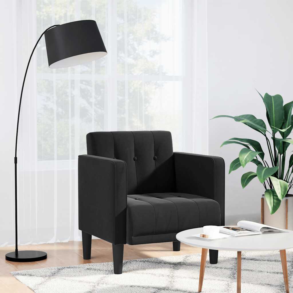 Divano Sedia con Braccioli Nero 53 cm in Velluto - homemem39