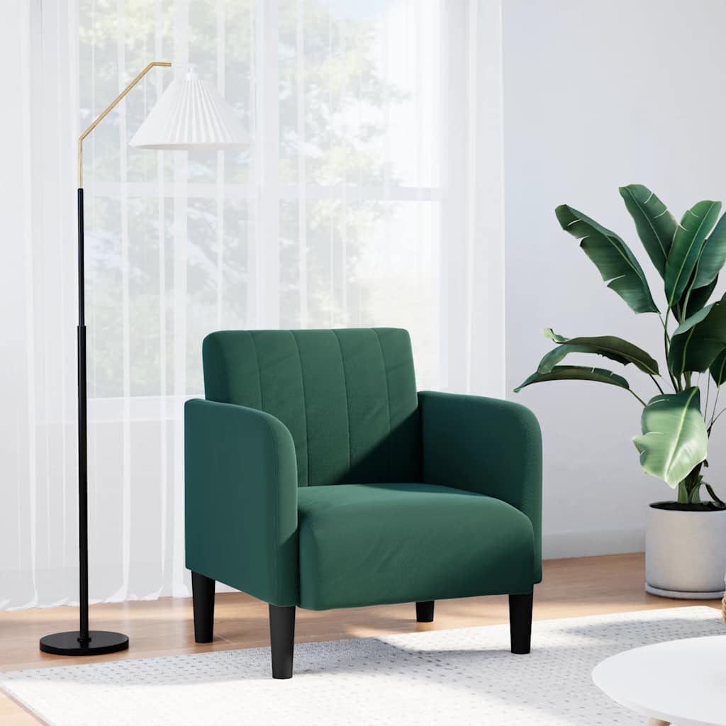 Divano Sedia con Braccioli Verde Scuro 54 cm in Velluto