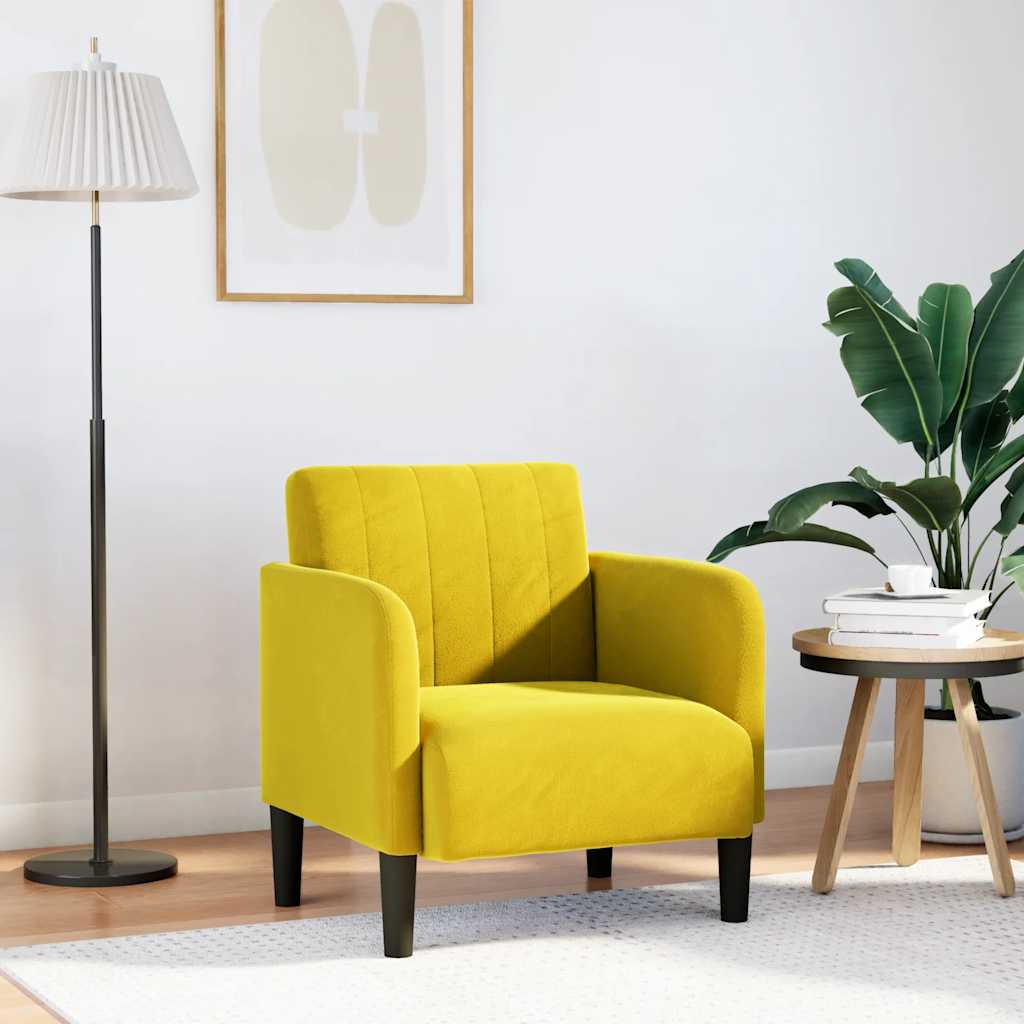 Divano Sedia con Braccioli Giallo 54 cm in Velluto - homemem39