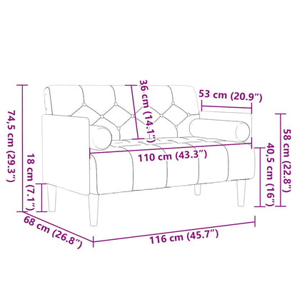 Divano Divanetto con Cuscini Bolster Grigio Scuro 110 cm