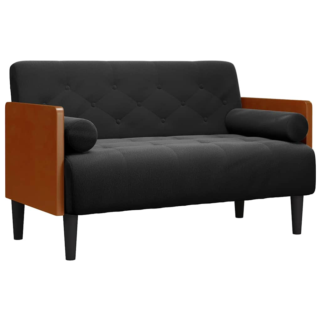 Divano Divanetto con Cuscini Bolster Nero 110 cm Velluto - homemem39