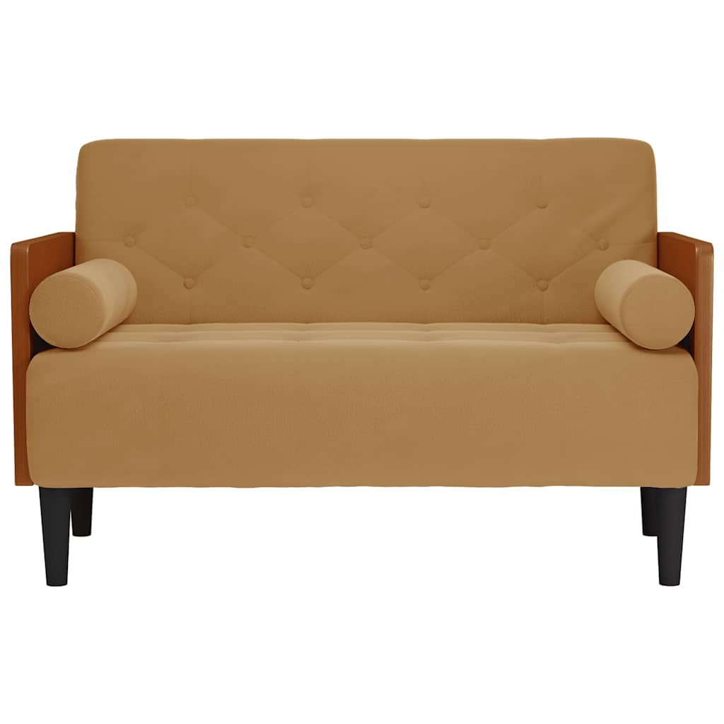 Divano Divanetto con Cuscini Bolster Marrone 110 cm Velluto - homemem39