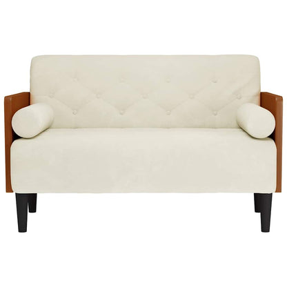 Divano Divanetto con Cuscini Bolster Crema 110 cm Velluto - homemem39