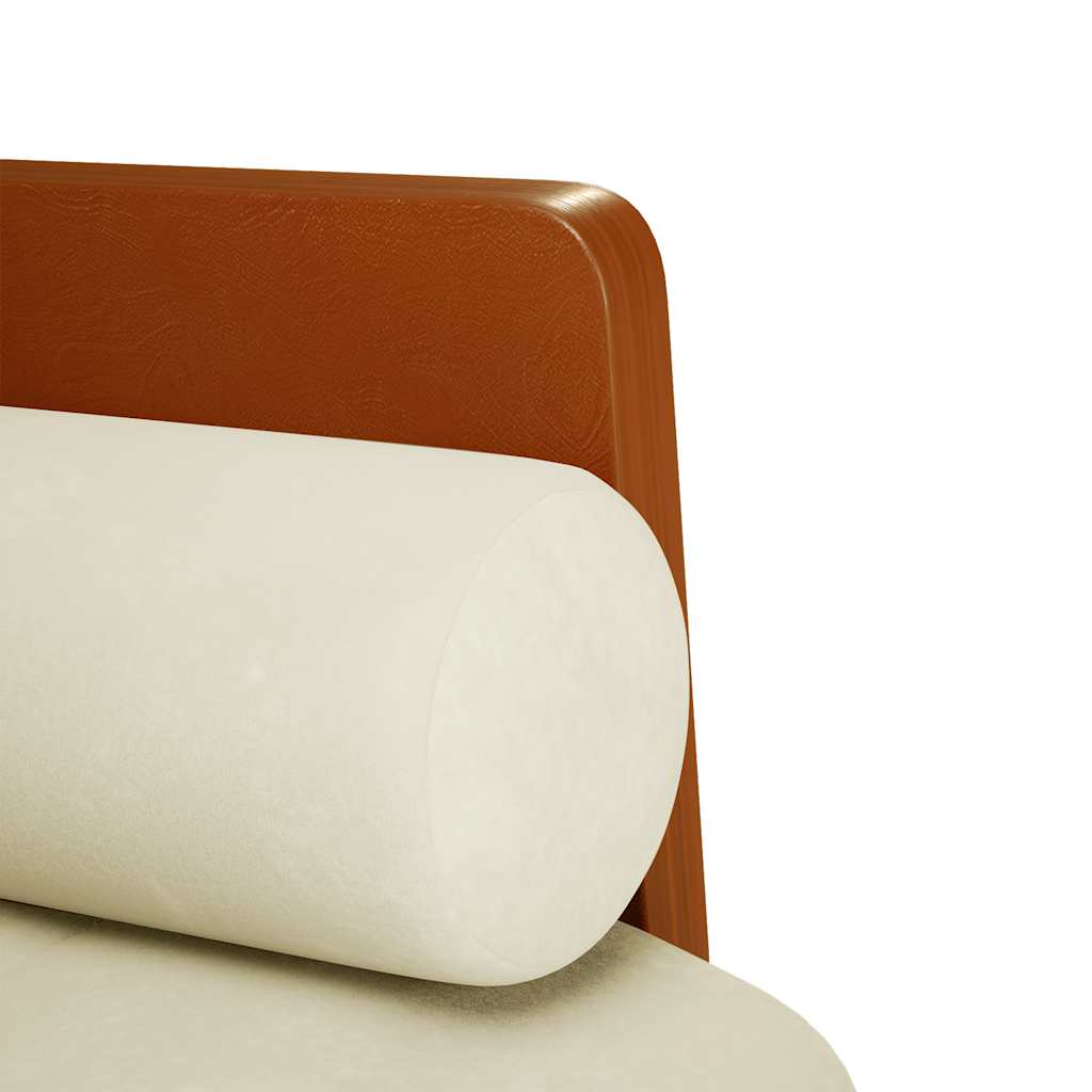 Divano Divanetto con Cuscini Bolster Crema 110 cm Velluto