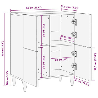 Credenza 60x33,5x75 cm in Legno Massello di Mango