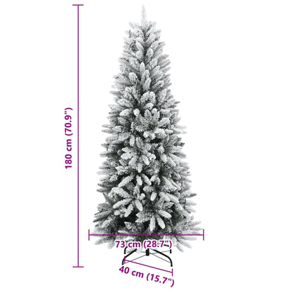 Albero di Natale Artificiale con 300 LED e Neve Floccata 180 cm