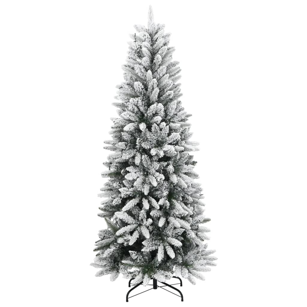 Albero di Natale Artificiale con 300 LED e Neve Floccata 180 cm