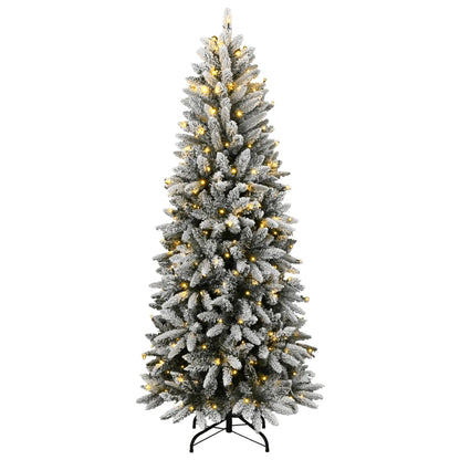 Albero di Natale Artificiale con 300 LED e Neve Floccata 210 cm