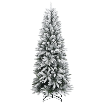 Albero di Natale Artificiale con 300 LED e Neve Floccata 240 cm