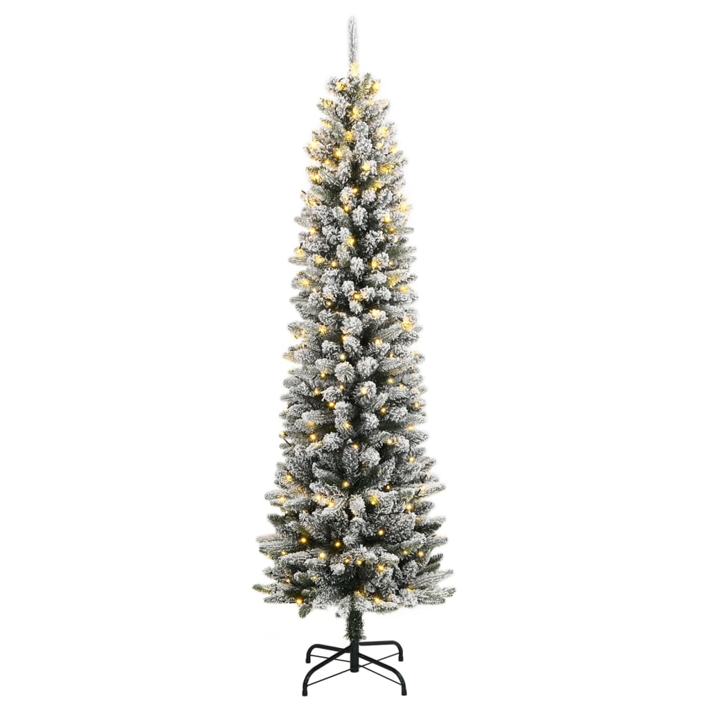 Albero di Natale Artificiale con 150 LED e Neve Fioccata 150 cm