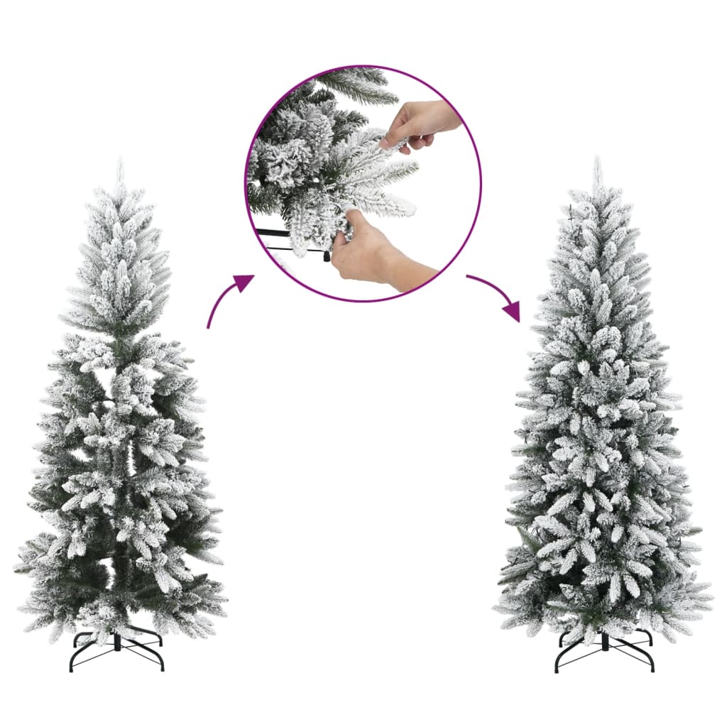 Albero di Natale Artificiale con 300 LED e Neve Floccata 210 cm