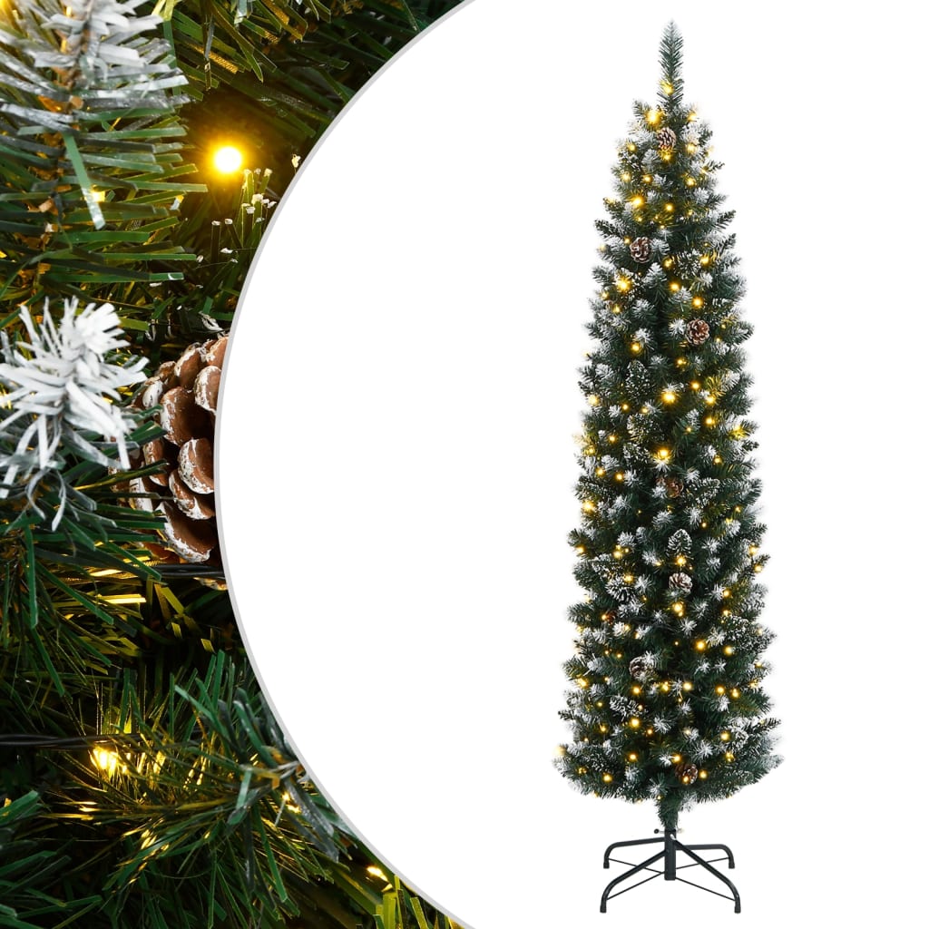 Albero di Natale Artificiale Sottile con 300 LED 180 cm