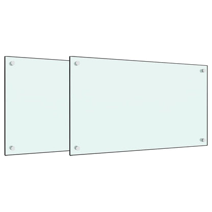 Paraschizzi per Cucina 2 pz Bianchi 70x50 cm in Vetro Temperato - homemem39