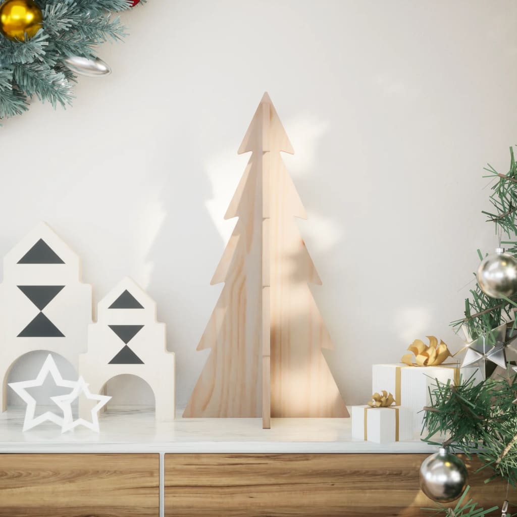 Albero di Natale Decorativo in Legno 59,5cm Legno Massello Pino - homemem39