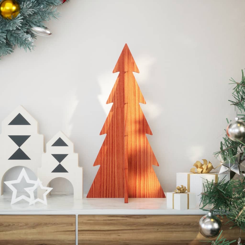 Albero di Natale Decorativo Cera 59,5 cm Legno Massello di Pino - homemem39