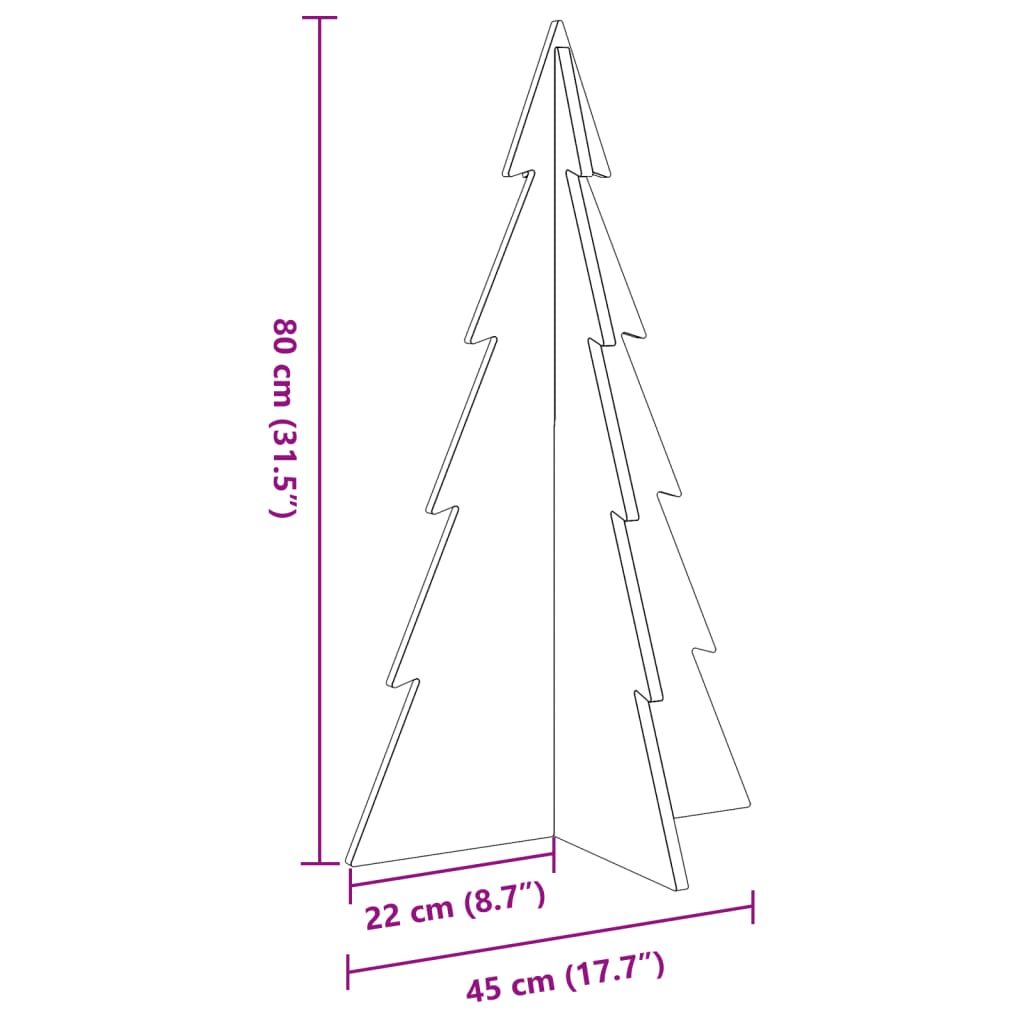 Albero di Natale Decorativo in Legno 80 cm Legno Massello Pino - homemem39