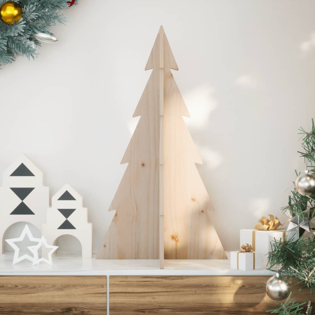 Albero di Natale Decorativo in Legno 80 cm Legno Massello Pino - homemem39