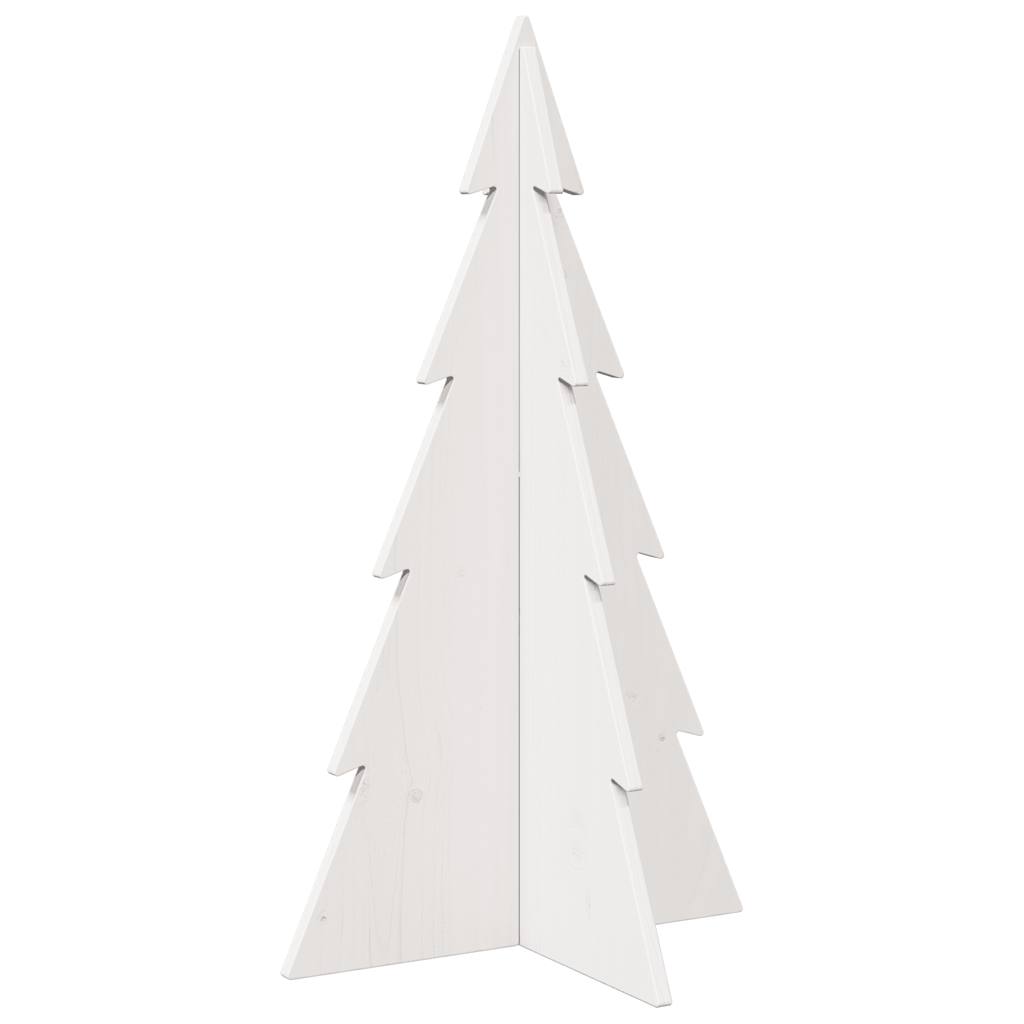 Albero di Natale Decorativo Bianco 80 cm Legno Massello di Pino - homemem39