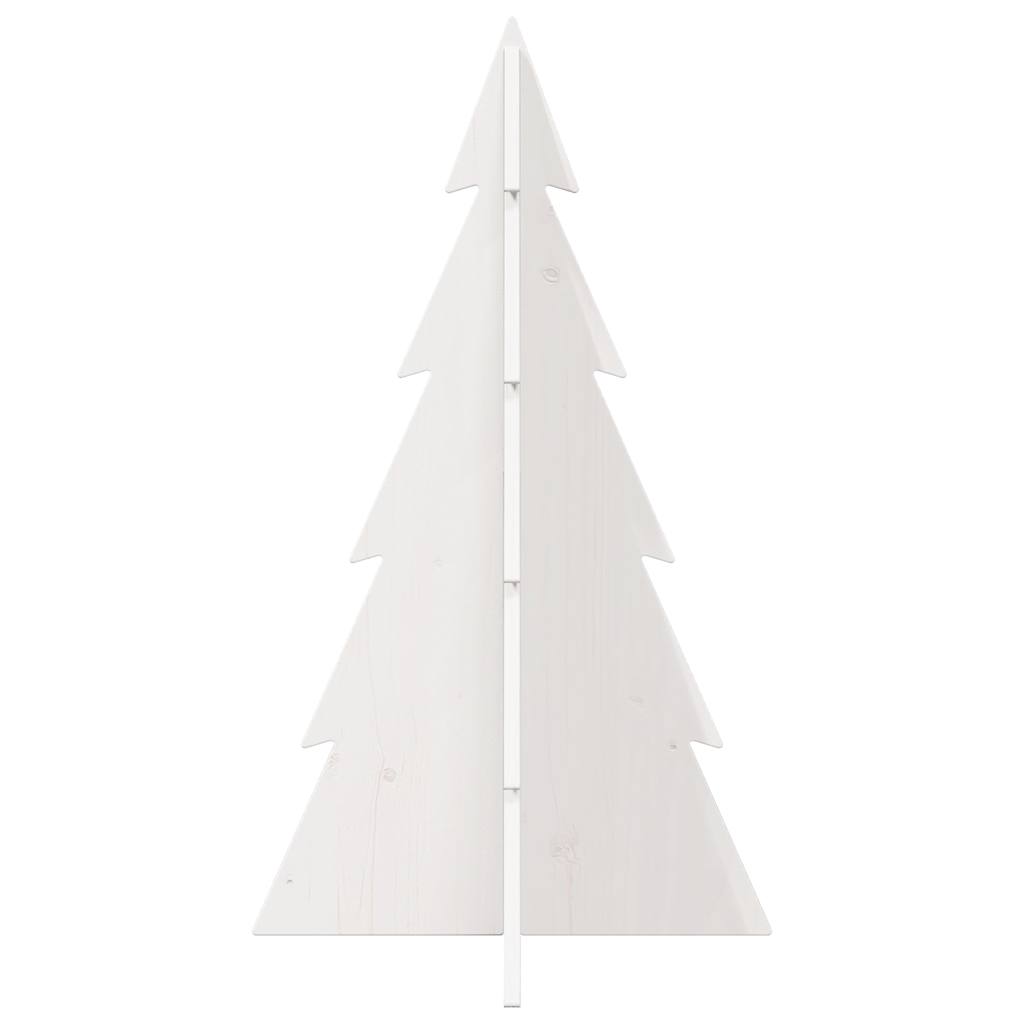 Albero di Natale Decorativo Bianco 80 cm Legno Massello di Pino