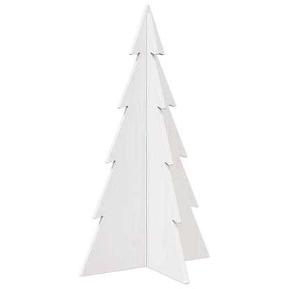 Albero di Natale Decorativo Bianco 80 cm Legno Massello di Pino