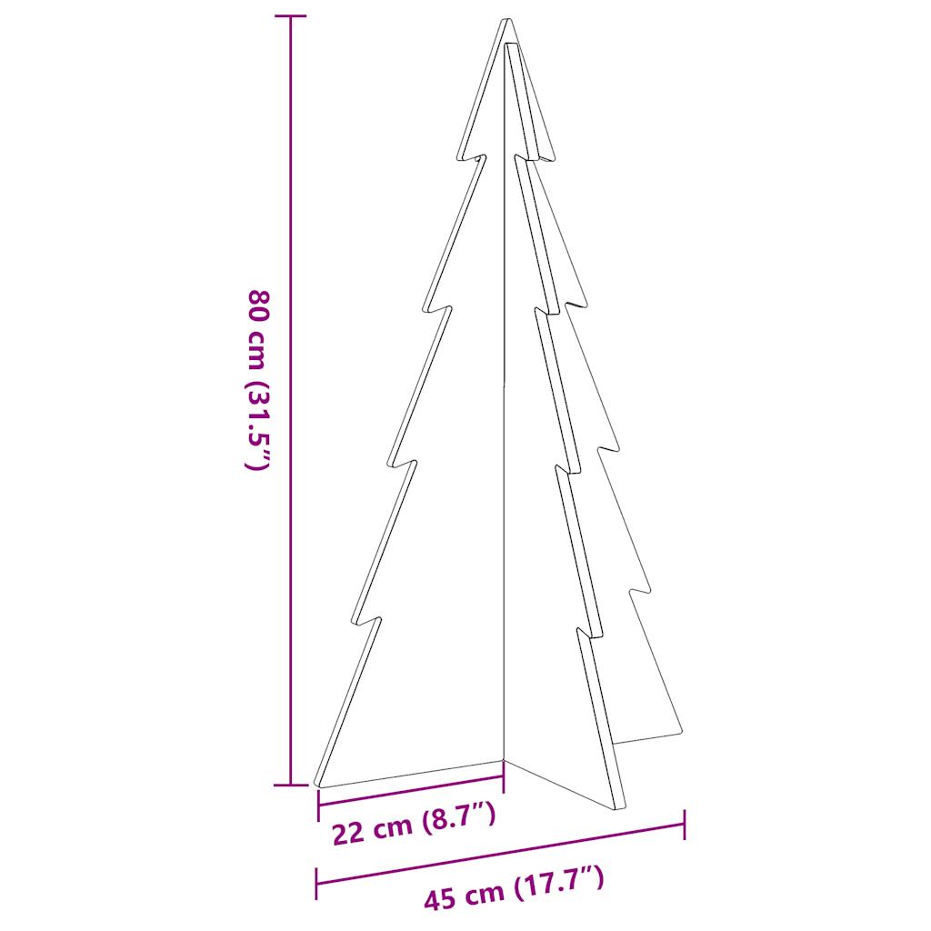 Albero di Natale Decorativo Bianco 80 cm Legno Massello di Pino