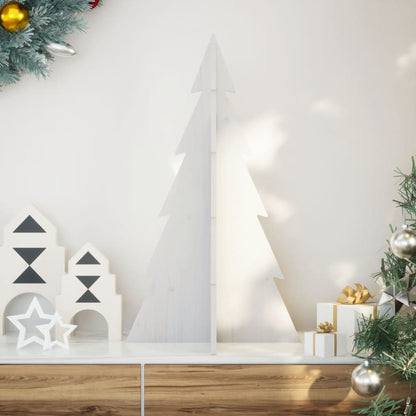 Albero di Natale Decorativo Bianco 80 cm Legno Massello di Pino - homemem39