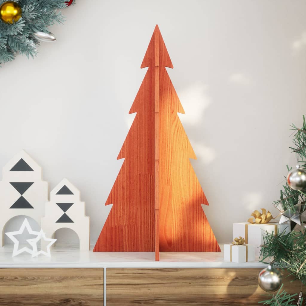 Albero di Natale Marrone Cera 80 cm in Legno Massello di Pino - homemem39