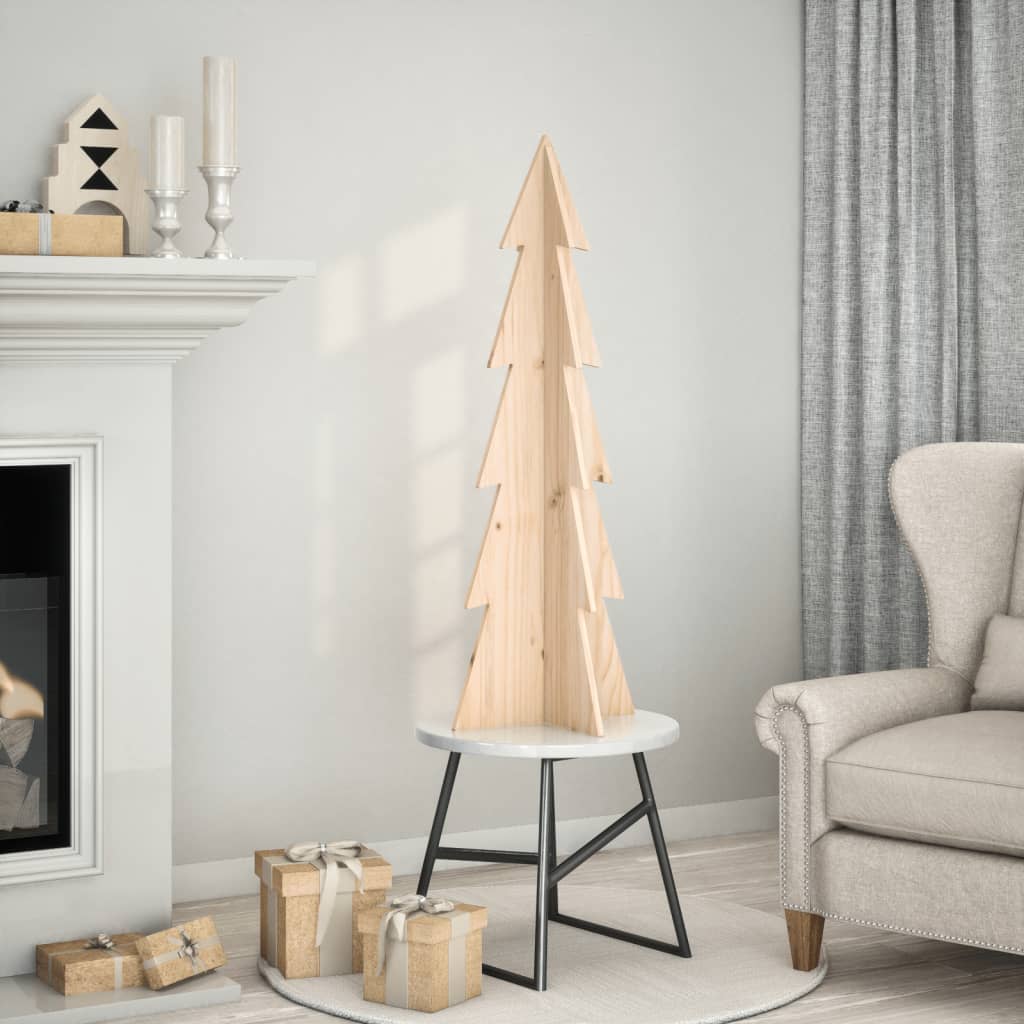 Albero di Natale Decorativo in Legno 112 cm Legno Massello Pino - homemem39