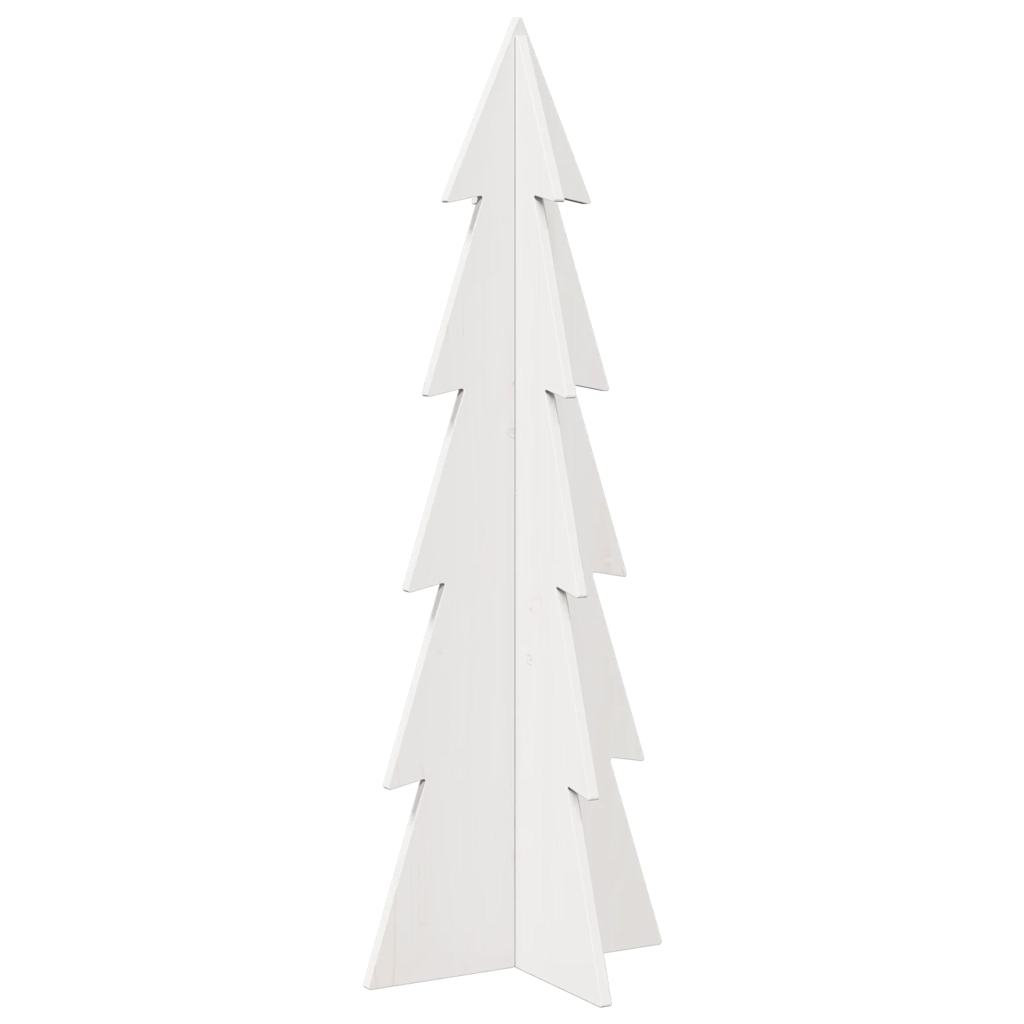 Albero di Natale Decorativo Bianco 112 cm Legno Massello Pino