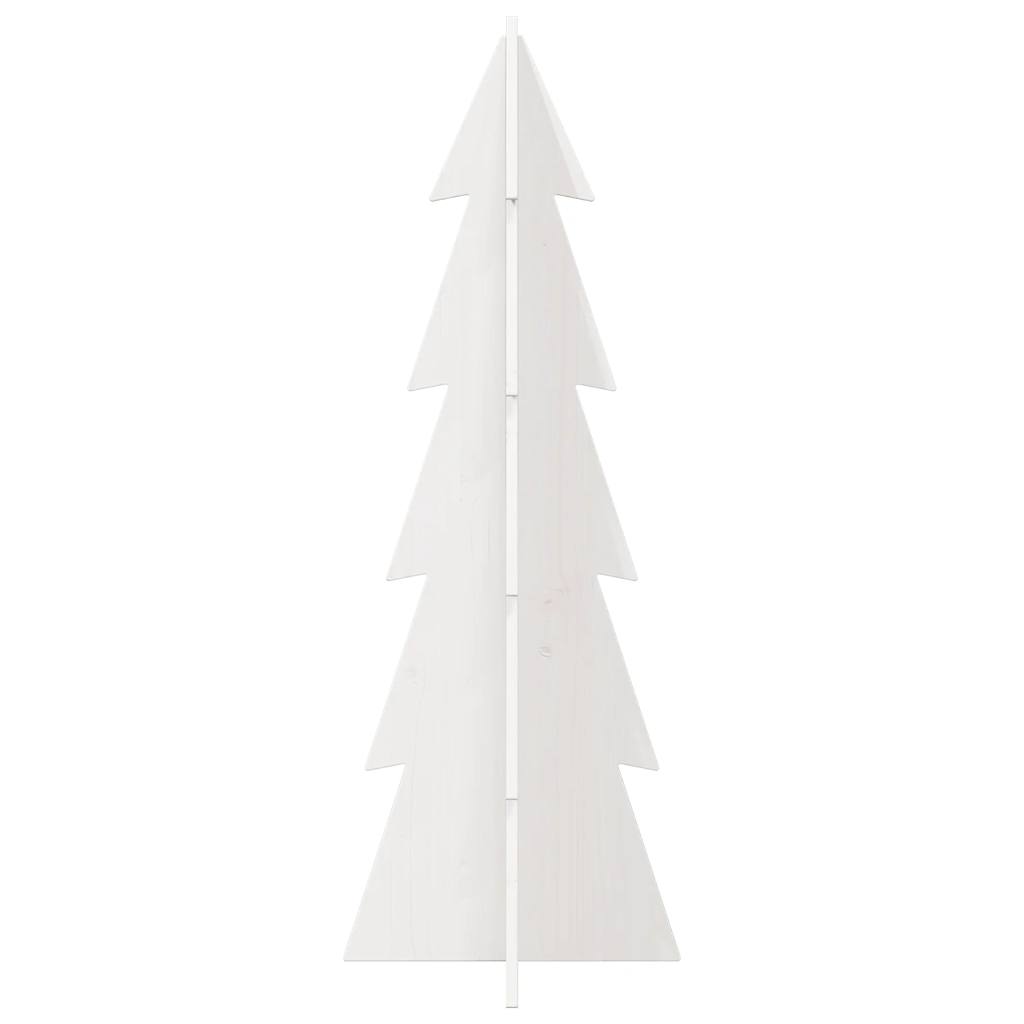 Albero di Natale Decorativo Bianco 112 cm Legno Massello Pino - homemem39